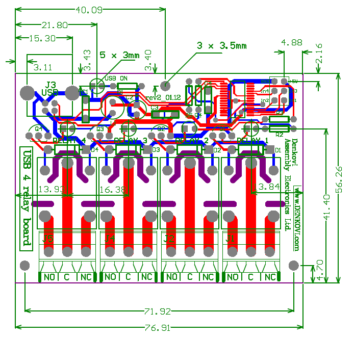 USB Four(4) Relay Module,Board for Home Automation