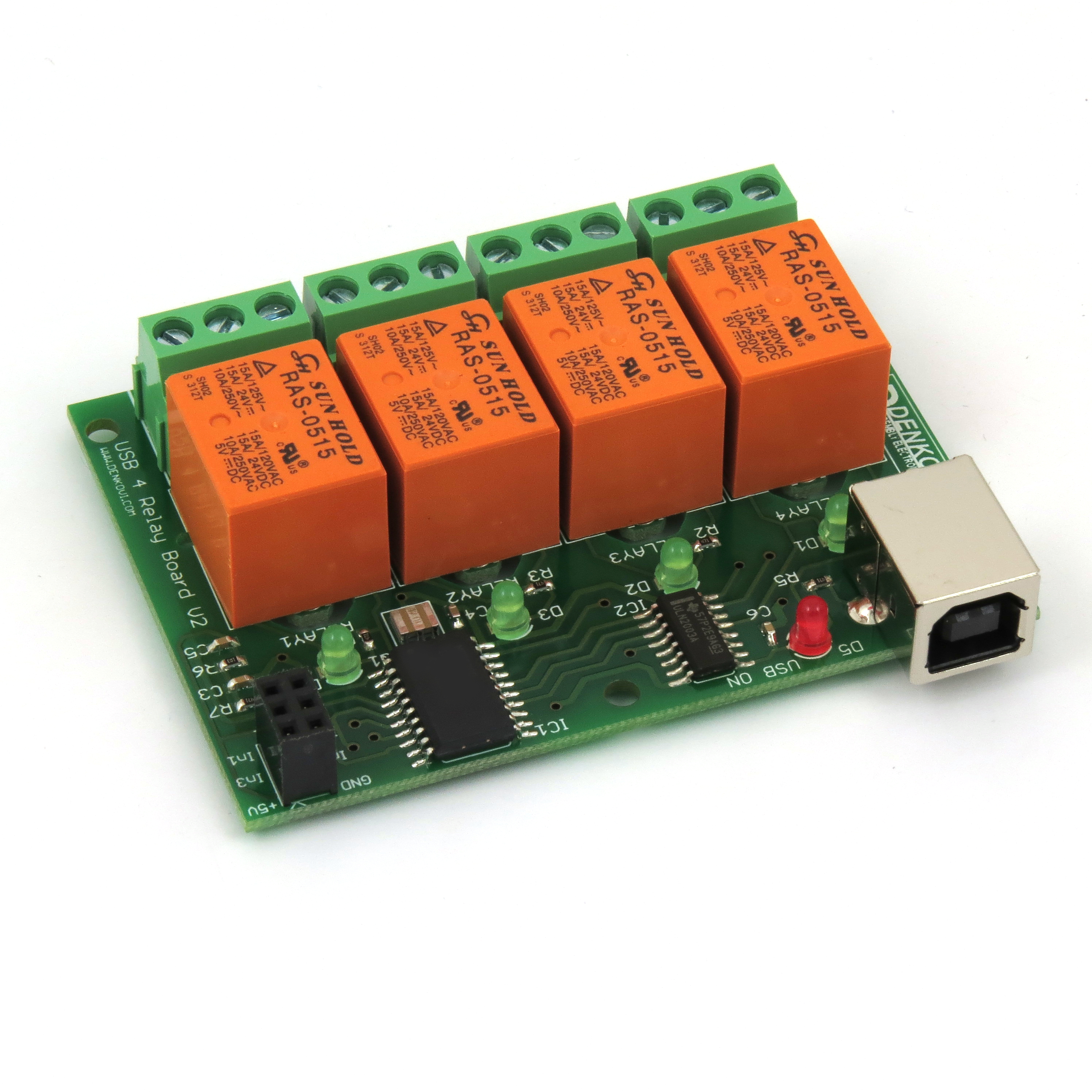 Denkovi Four Relay Board / Card For AVR PIC Project - 5V (DAE-RB/Ro4-5V)