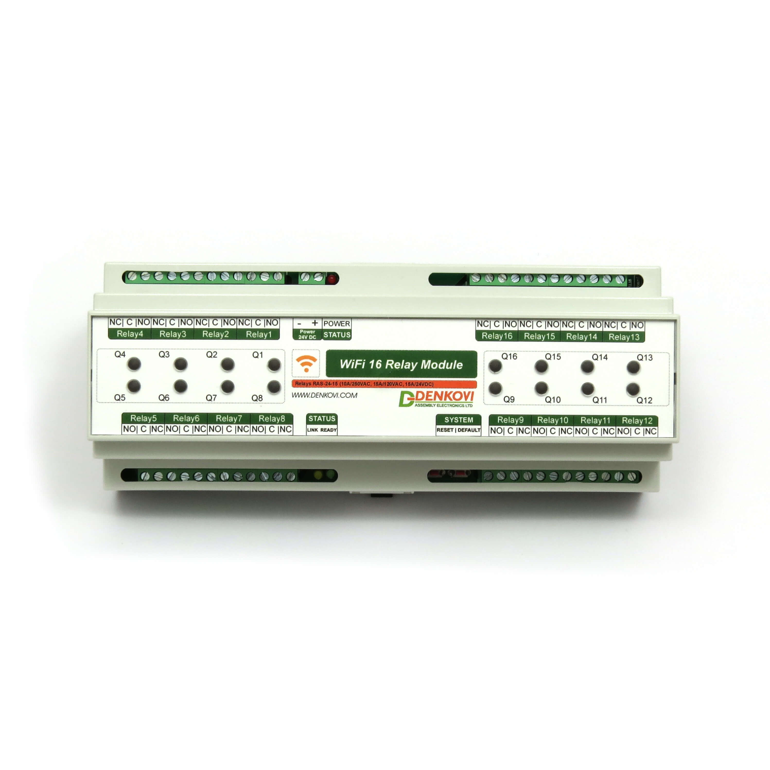 WiFi 16 Relay Module Virtual COM Port TCP/IP and UDP DIN Rail Box