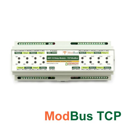 Wi-Fi 16 Relay Module - ModBus TCP, DIN RAIL BOX