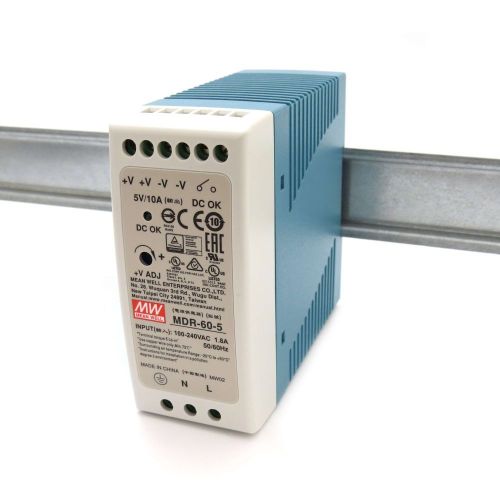 Mean Well MDR-60-5 Industrial DIN Rail Power Supply 5V/10A Out