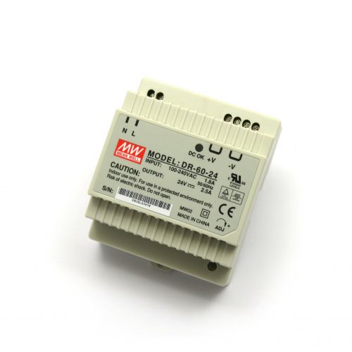 24V/2.5A Industrial DIN Rail Power Supply MEAN WELL DR-60-24